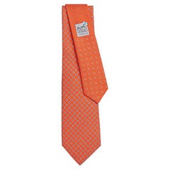 Hermes Tie orange silk 7 Larguez les Amarres Twillbi 