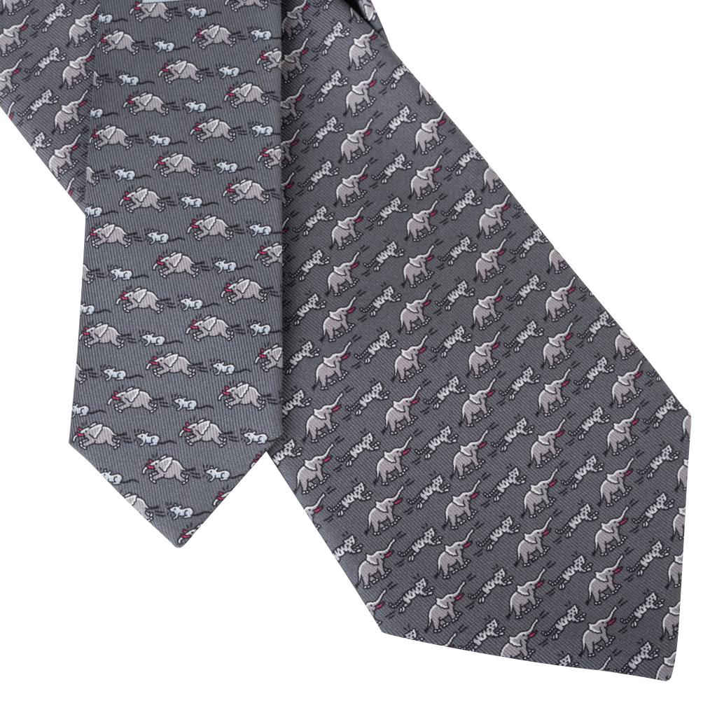 Gris Hermès - Cravate twillbi « Sauve qui peut ! » gris/gris foncé, neuve dans sa boîte en vente
