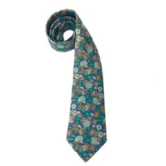 HERMES Tie Watermelon Pattern in Blue Silk