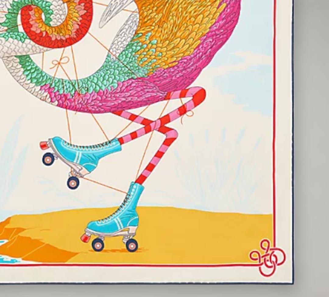 Hermes Tied Up in Knots scarf 70 Rose / Bleu / Multicolore Silk For