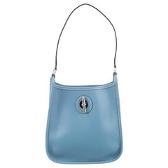 Used Hermes Tiffany Baby Blue Leather Palladium Toggle Small Mini Shoulder Bag