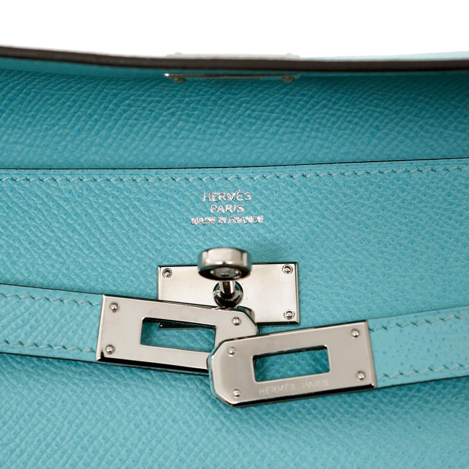 Hermès Tiffany Blue Epsom Kelly Wallet In Excellent Condition In Palm Beach, FL