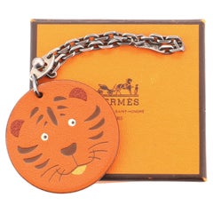 Hermes Tiger Charm Leather Brown Leather Condition Details: Scratches, wear