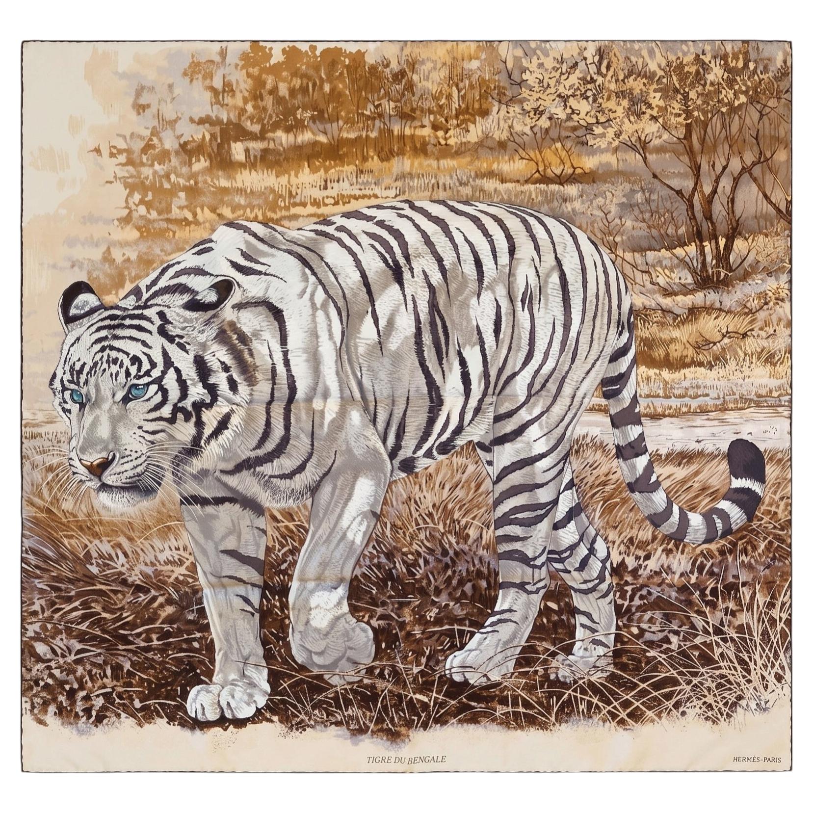Hermès Tigre du Bengale 90 Silk Scarf For Sale