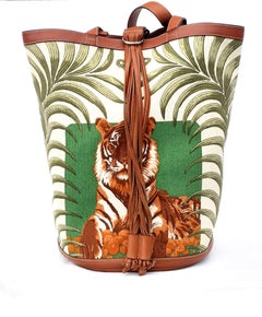 Hermès Tigre Royal Bucket Bag Chevrons Toile Canvas Barenia Leather