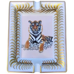 Hermès Tigre Royal Cenicero Porcelana Oro Tigre Real