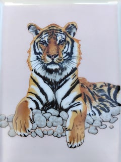 Hermès Tigre Royal Cigar Ashtray Porcelain Gold Royal Tiger