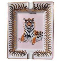 Hermès Tigre Royal Cigar Ashtray Porcelain Gold Royal Tiger
