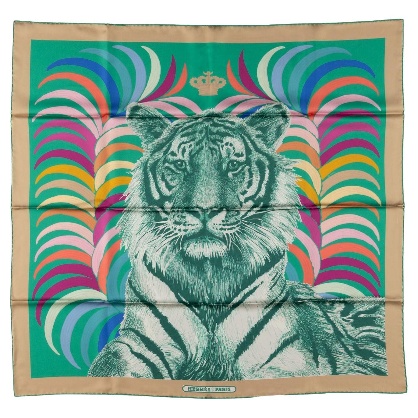 Hermès "Tigre Royal" Double Face Scarf For Sale