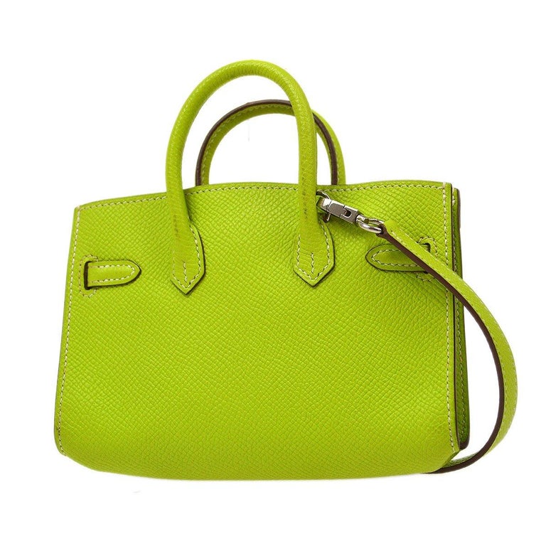 Hermes Tiny Birkin 15 Retourne Lime Green Epsom Leather Mini Shoulder Bag