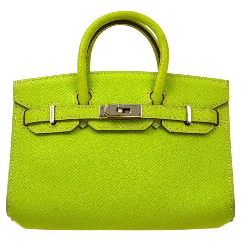 HERMES Tiny Birkin 15 Retourne Lime Green Epsom Leather Mini Shoulder Bag  En vente sur 1stDibs | _