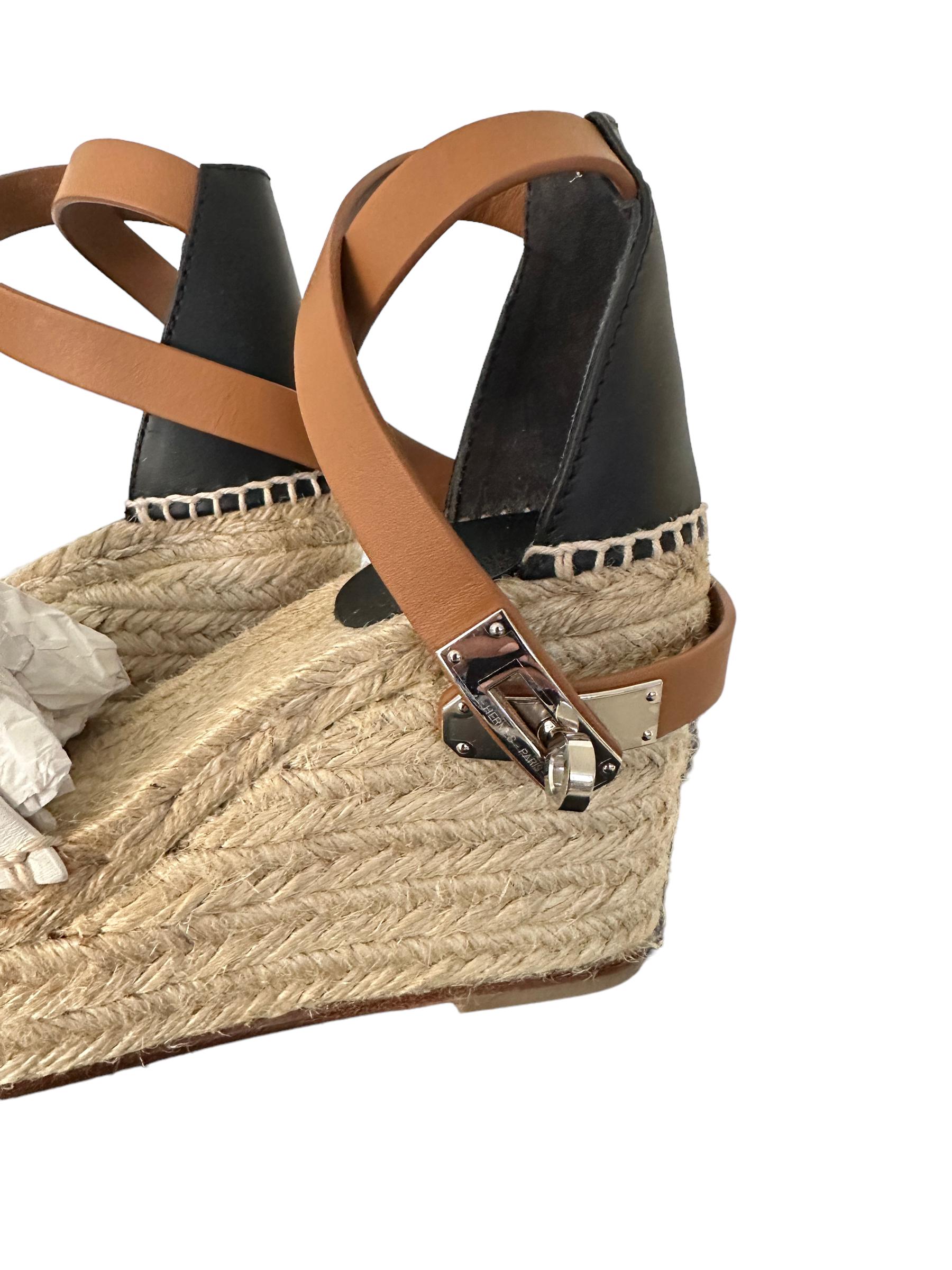 Women's or Men's HERMES Tipoli Espadrille Wedge Sandals Size 35 New in Box