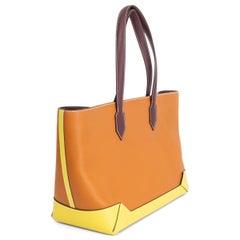 HERMES Toffee Bordeaux Lime Evercolor leather MAXIBOX CABAS 36 Bag