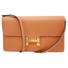 Hermès Toffee Epsom Constance-To-Go Gold Hardware Wallet Crossbody Bag