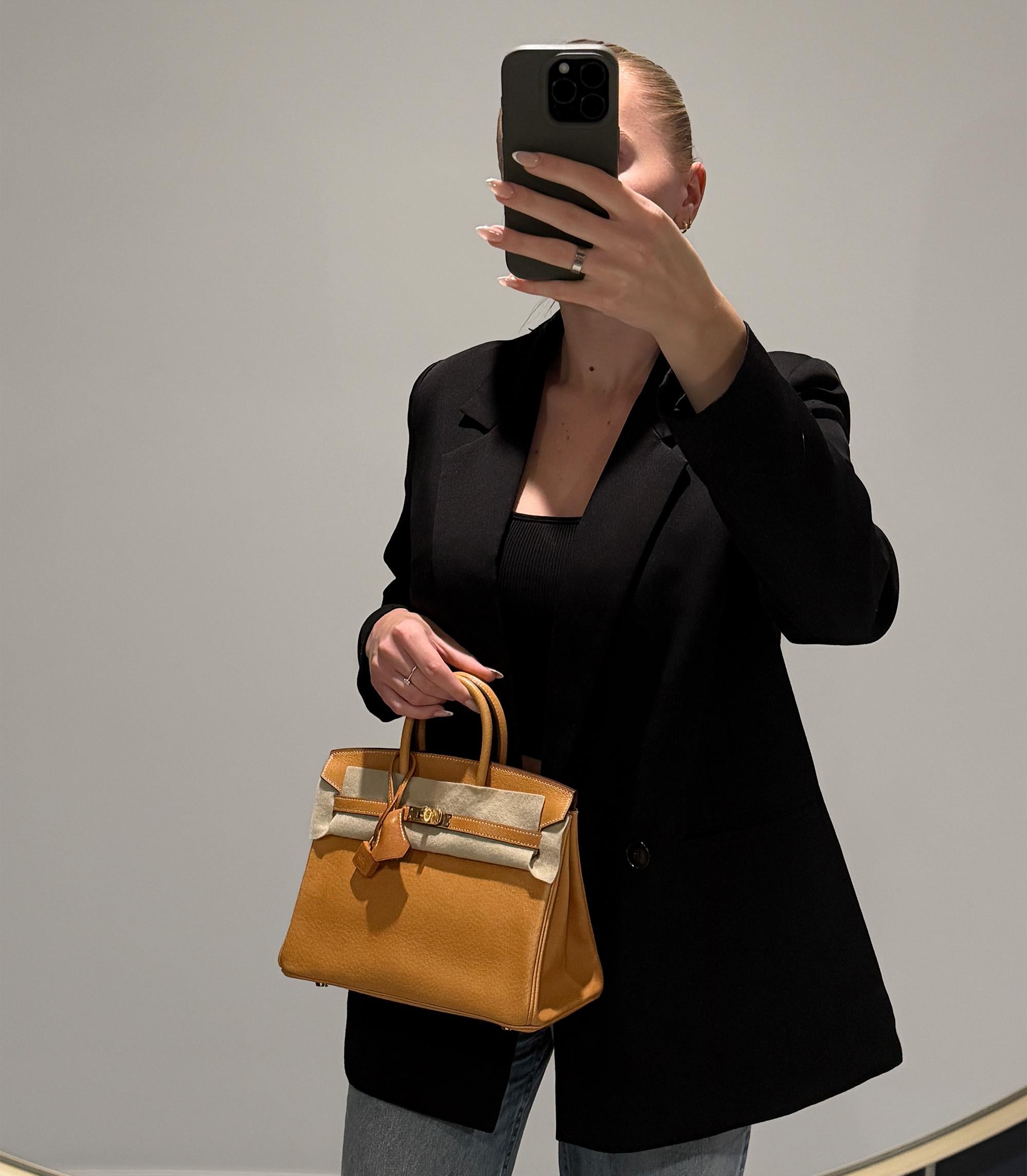 Hermès Toffee Peau De Porc Pelle Birkin 25cm Retourne in vendita 6