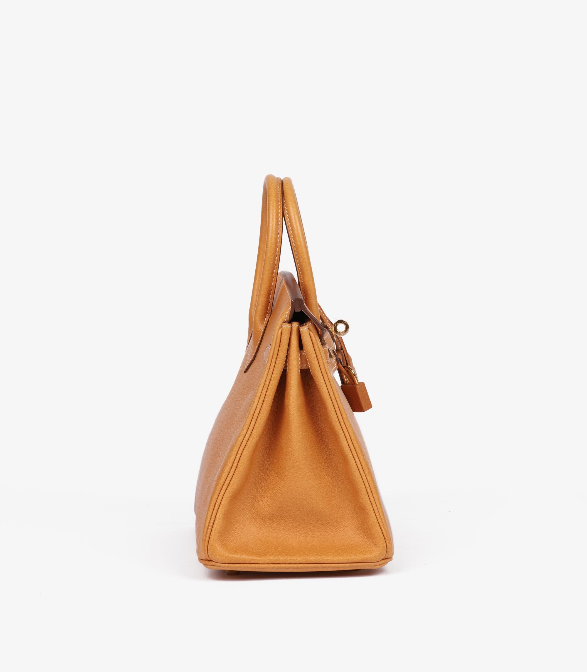 Orange Hermès Toffee Peau De Porc Leather Birkin 25cm Retourne For Sale