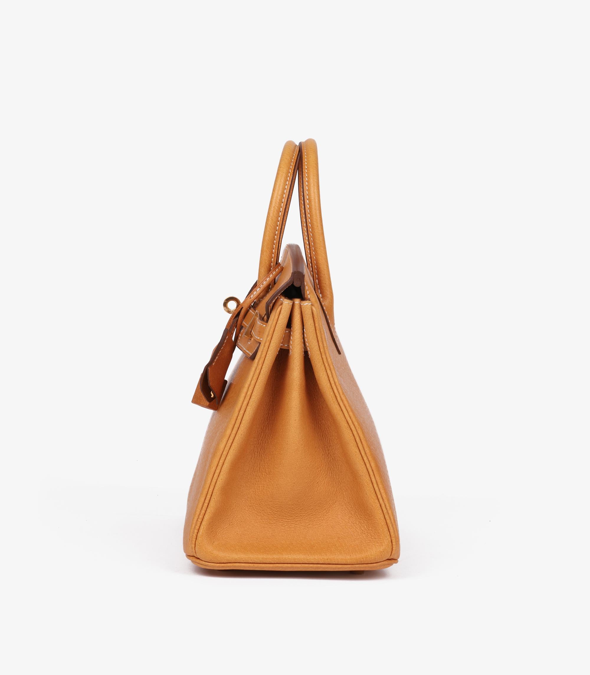 Women's or Men's Hermès Toffee Peau De Porc Leather Birkin 25cm Retourne For Sale