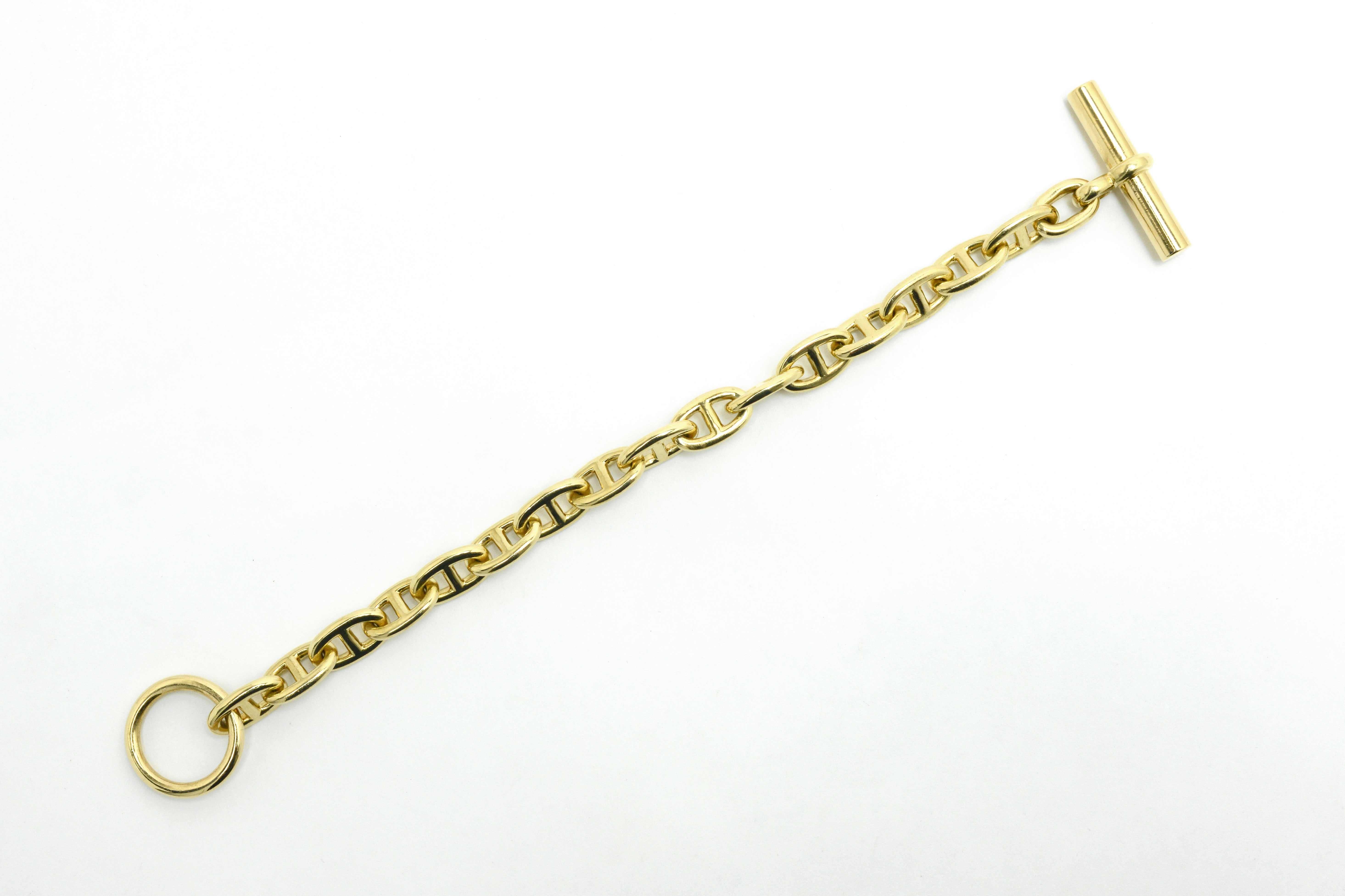 Hermes Toggle Bracelet Mariner Anchor Chaine d'Ancre Vendôme French 18K Gold In Good Condition In Santa Barbara, CA