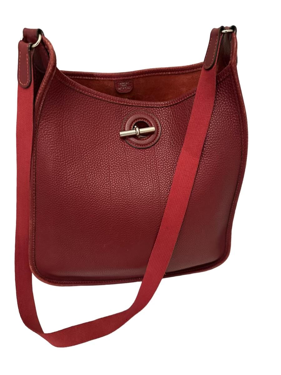Hermès Toggle Closure Wine Leather Handbag  1