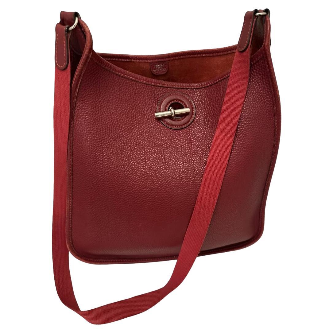 Hermès Toggle Closure Wine Leather Handbag 