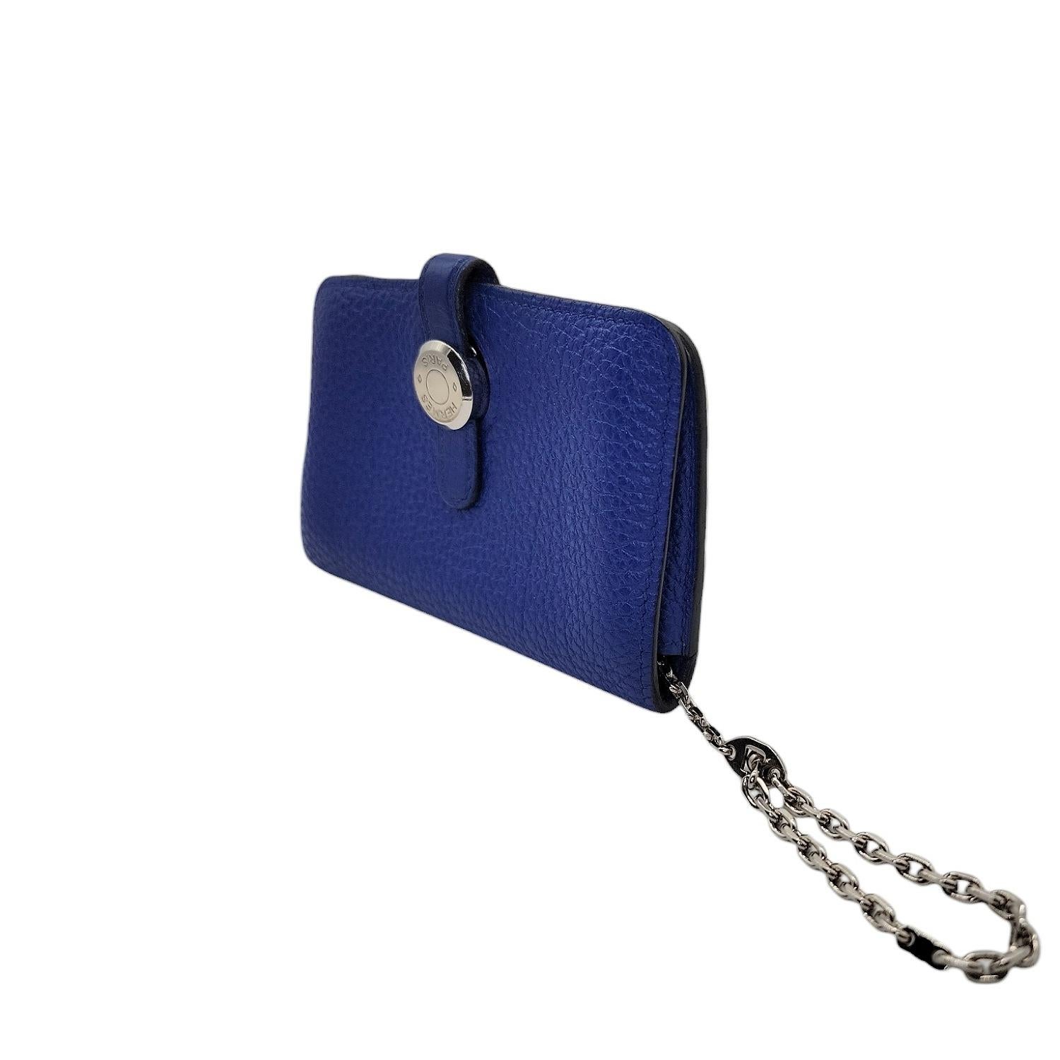 Violet Hermes Togo Dogon Compact Card Case Wallet en vente