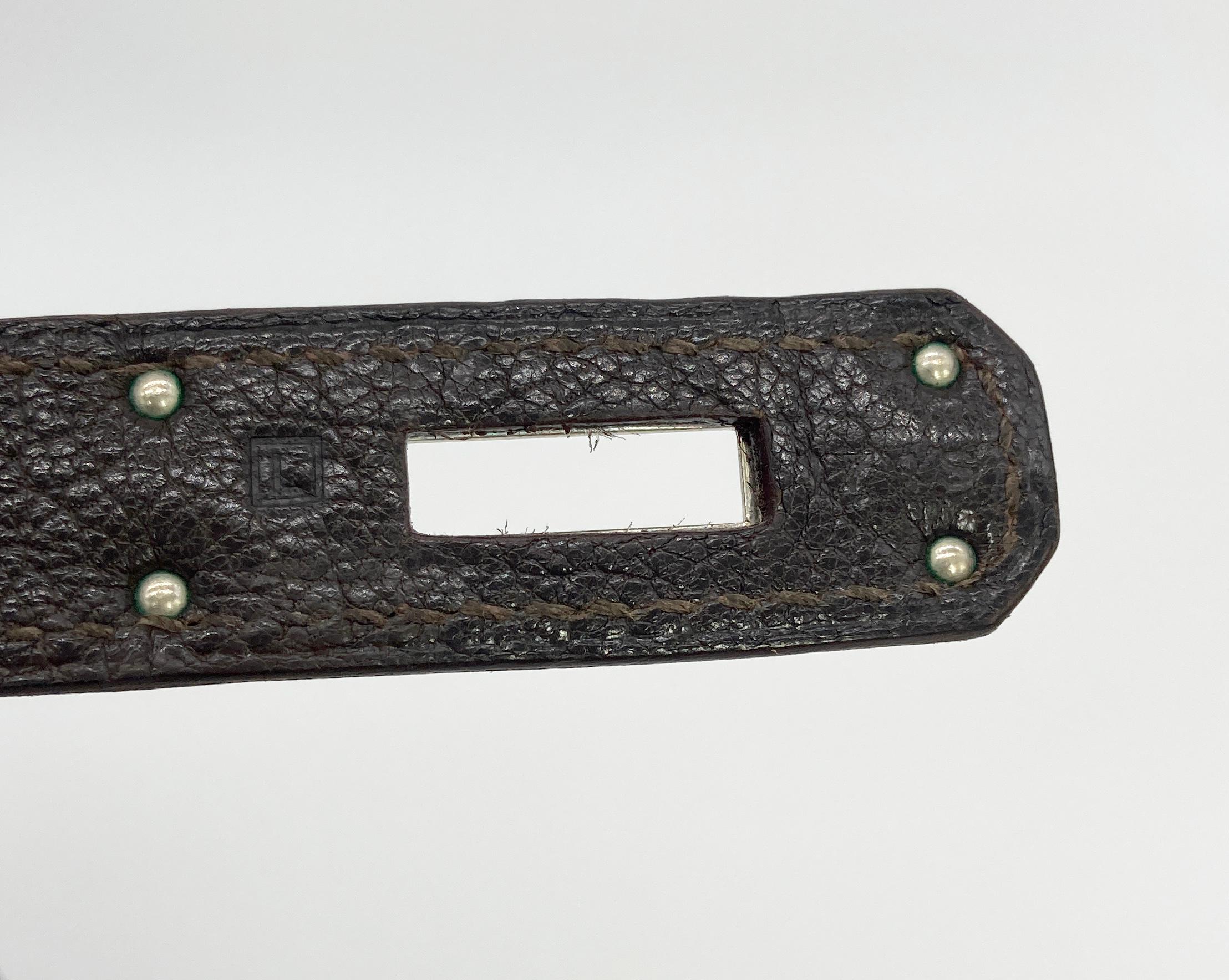 Hermes Togo Kelly 35 Retourne Cioccolato Marrone Argento PDH in vendita 6