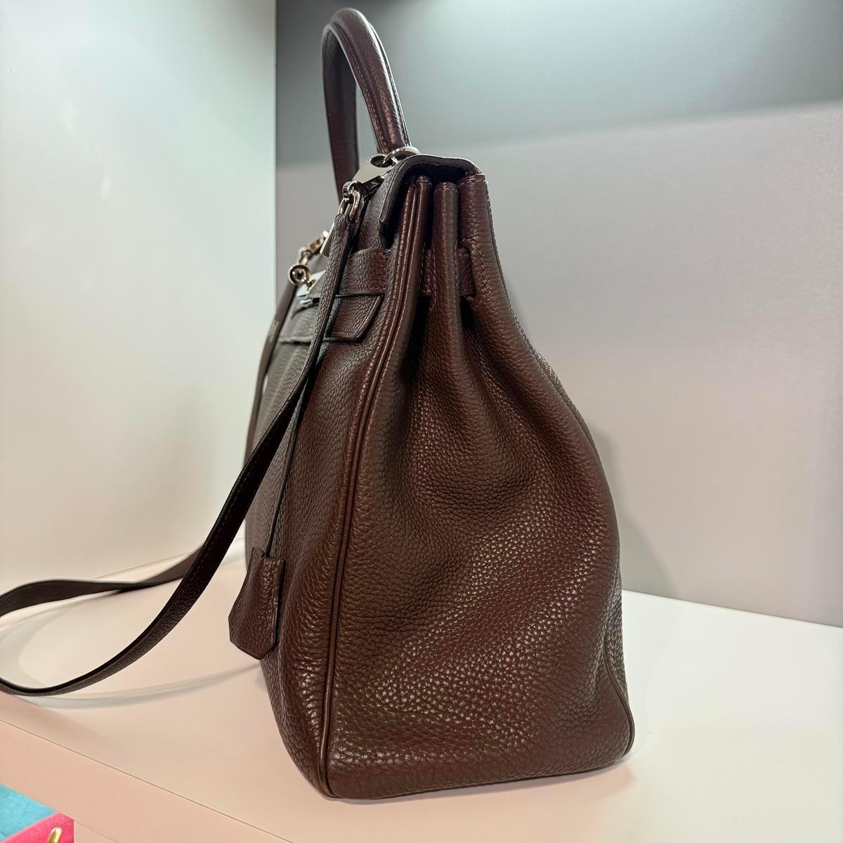 Hermès Togo Kelly 35 Retourne Chocolate PHW In Good Condition In Gazzaniga (BG), IT