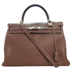 Hermès Togo Kelly 35 Retourne Chocolate PHW