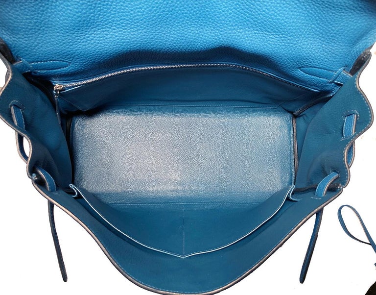 Hermes 35cm Blue Cobalt Ostrich Retourne Kelly Bag with Palladium, Lot  #56019
