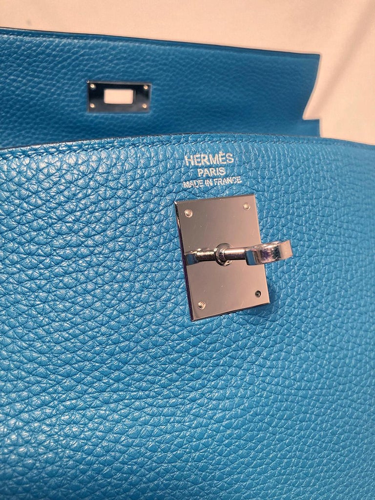 Hermès, Kelly 35 bag in Togo blue Zanzibar leather, year…