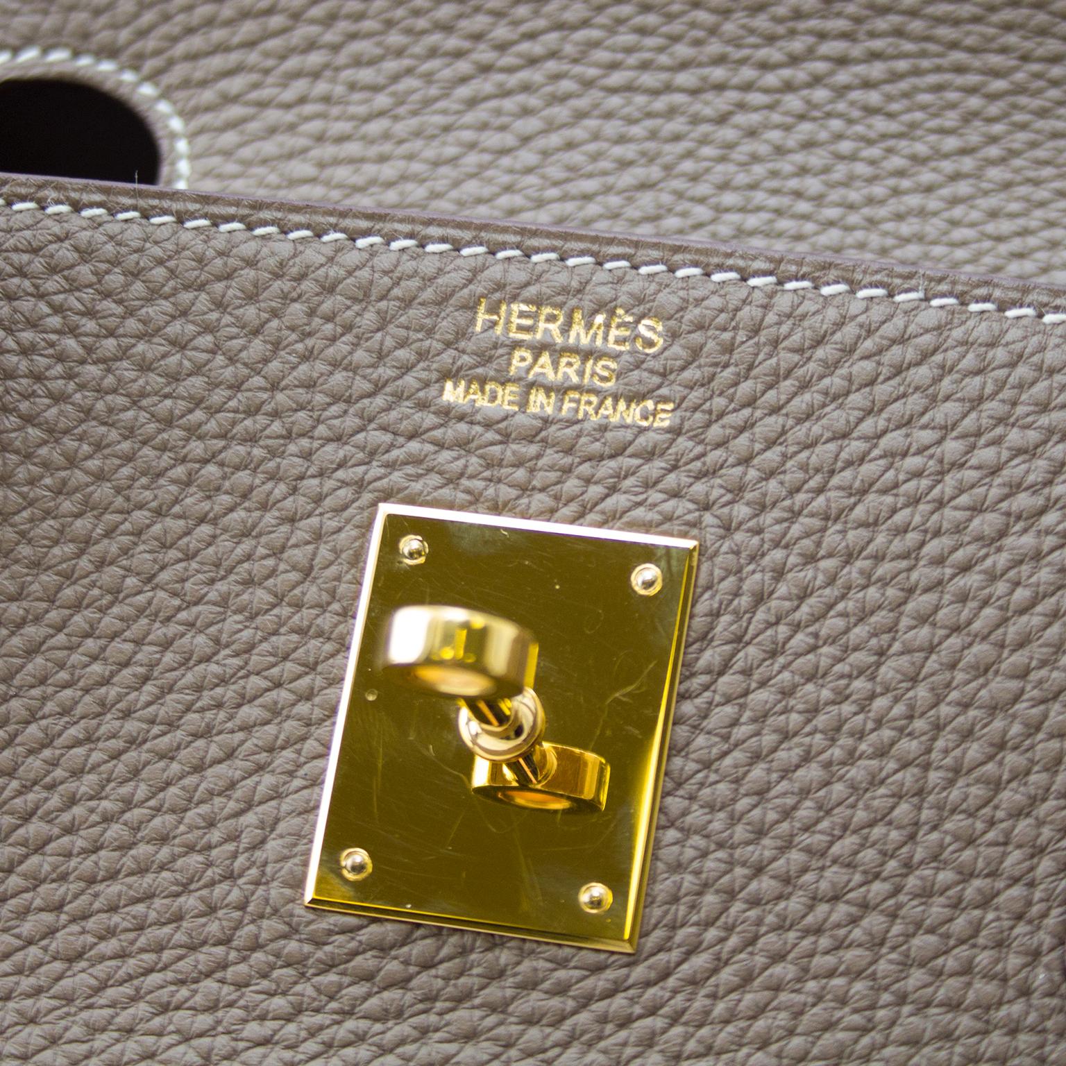Hermes Togo Leather 40cm Birkin in Etoupe 2
