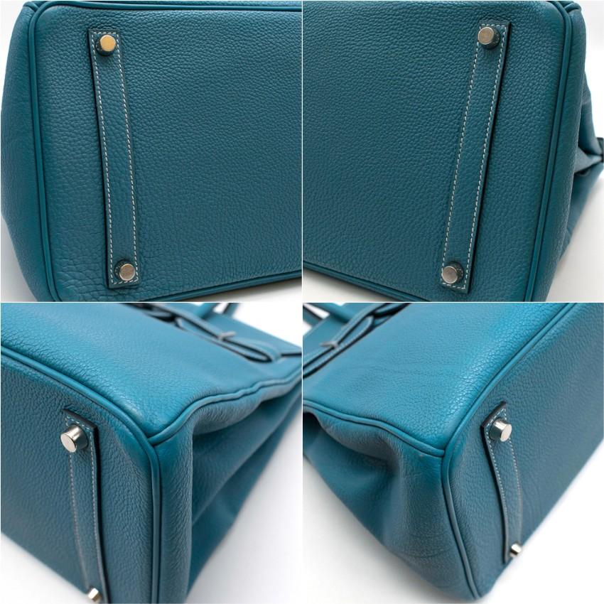 Hermes Togo Leather Blue Jean Birkin 35 PHW For Sale 1