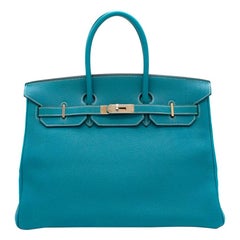 Hermes Togo Leather Blue Jean Birkin 35 PHW