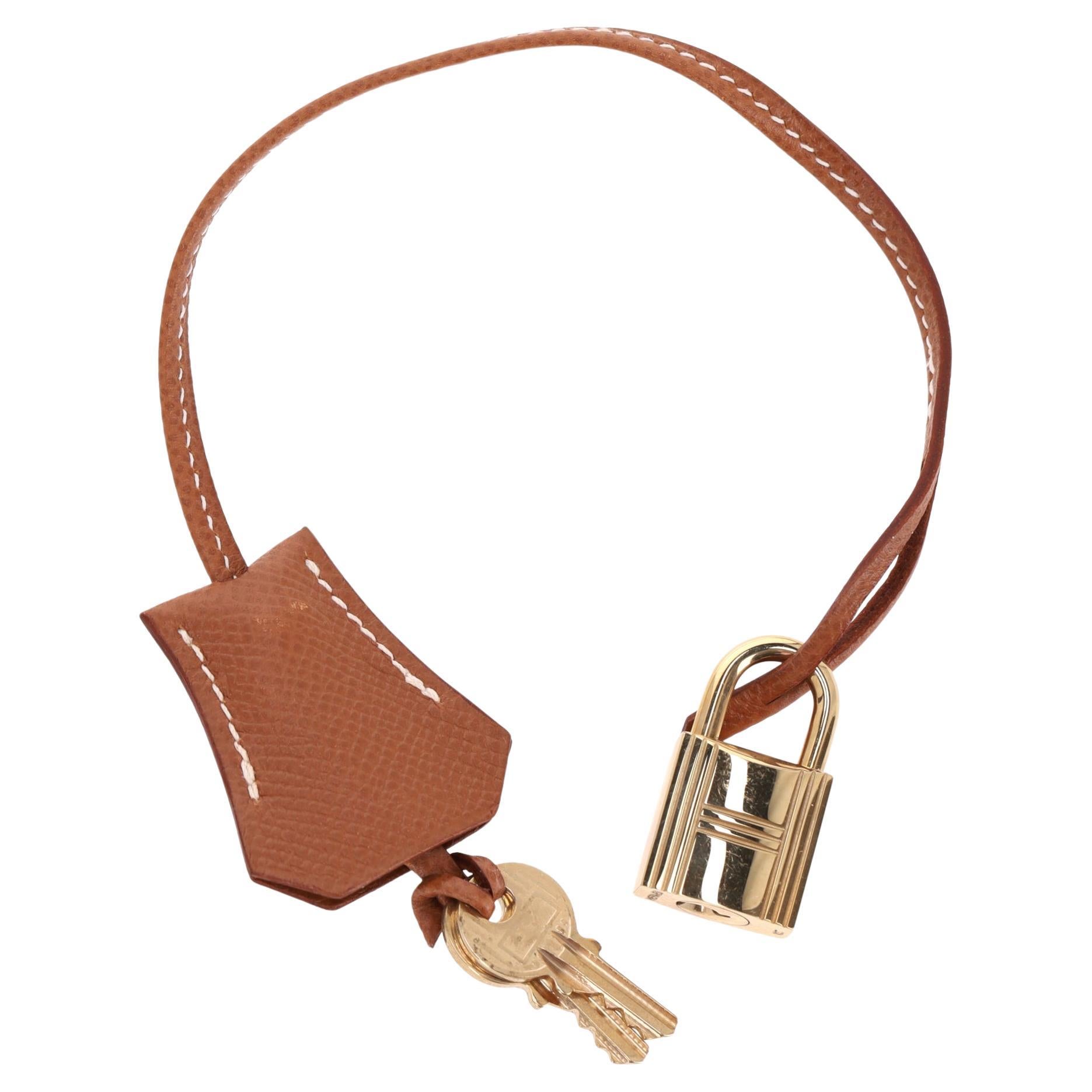 Hermes Togo Leather Clochette, Padlock & Keys Set
