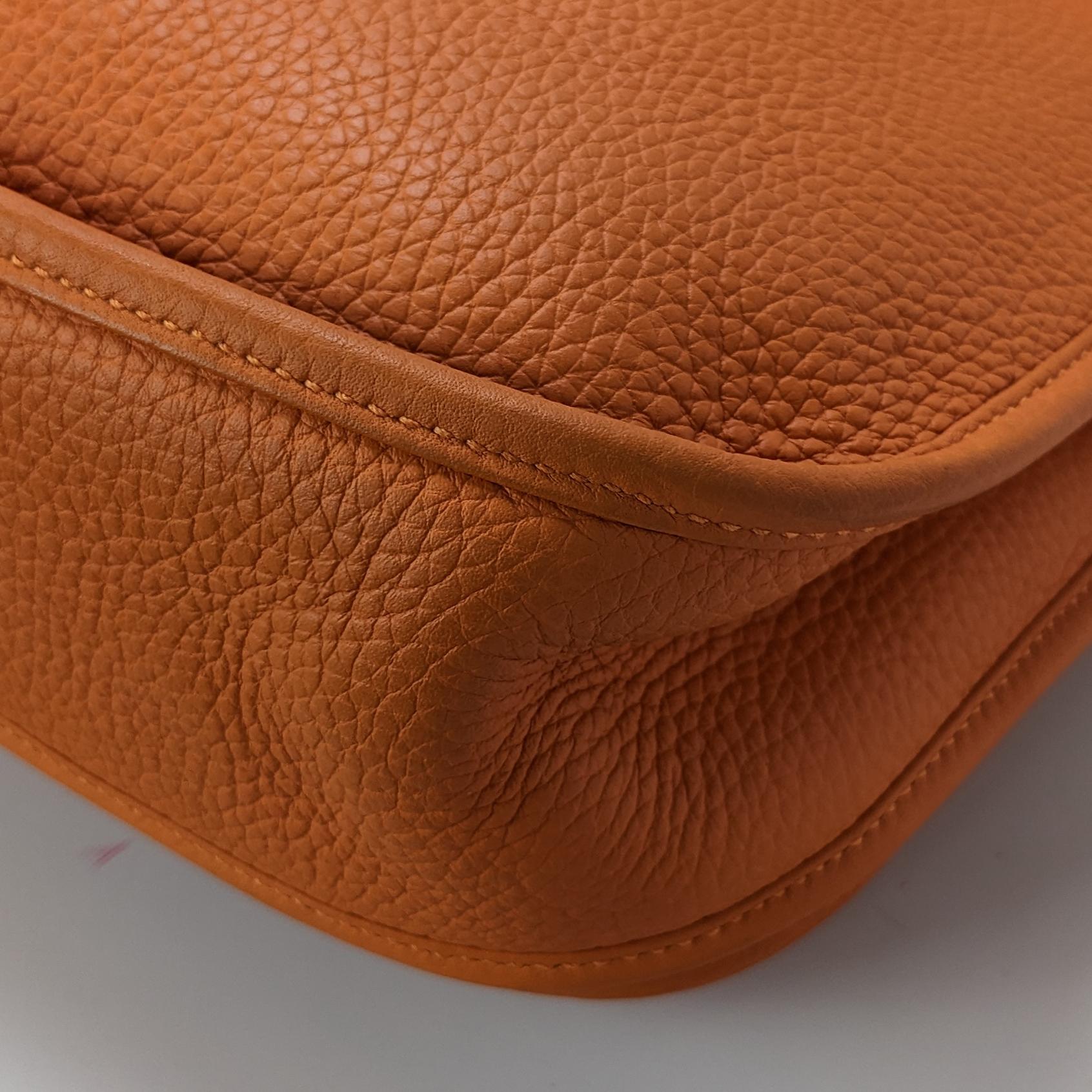 Hermes Togo Leather III Evelyne GM Crossbody Bag Orange 2