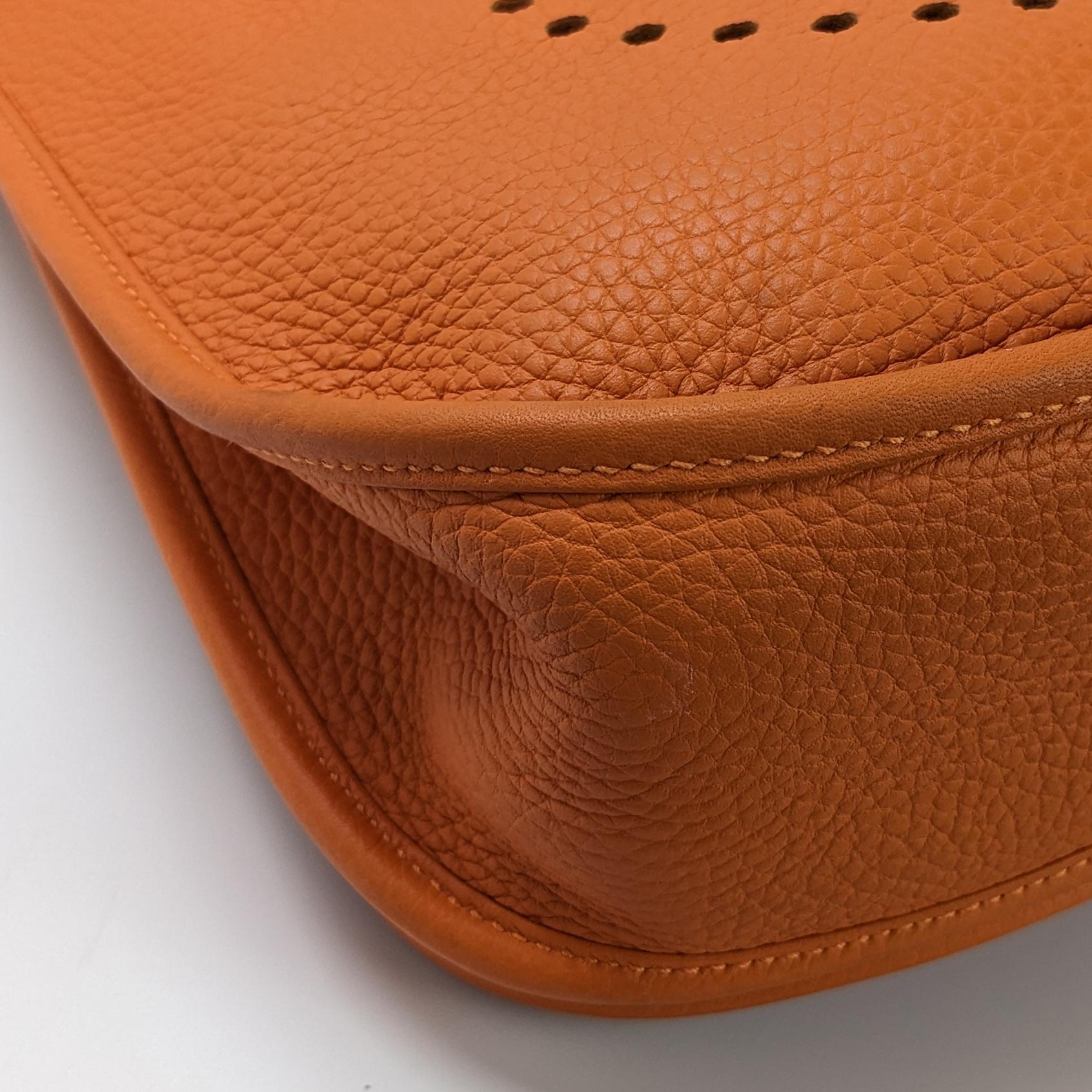 Hermes Togo Leather III Evelyne GM Crossbody Bag Orange 3