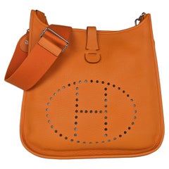 Hermes Togo Leather III Evelyne GM Crossbody Bag Orange