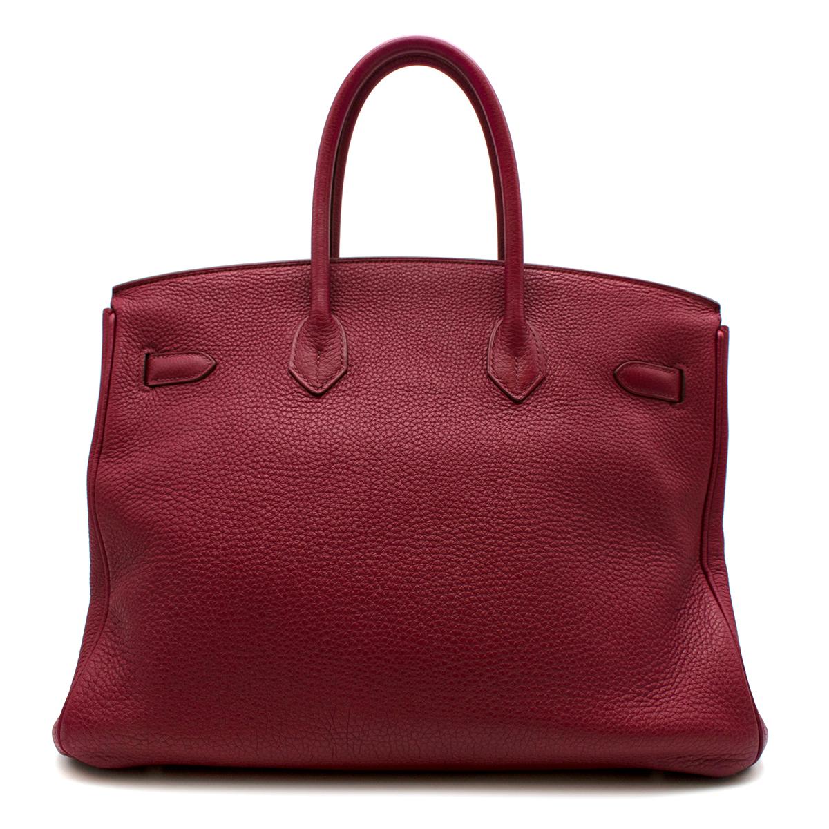 Red Hermes Togo Leather Rubis Birkin 35 PHW  For Sale