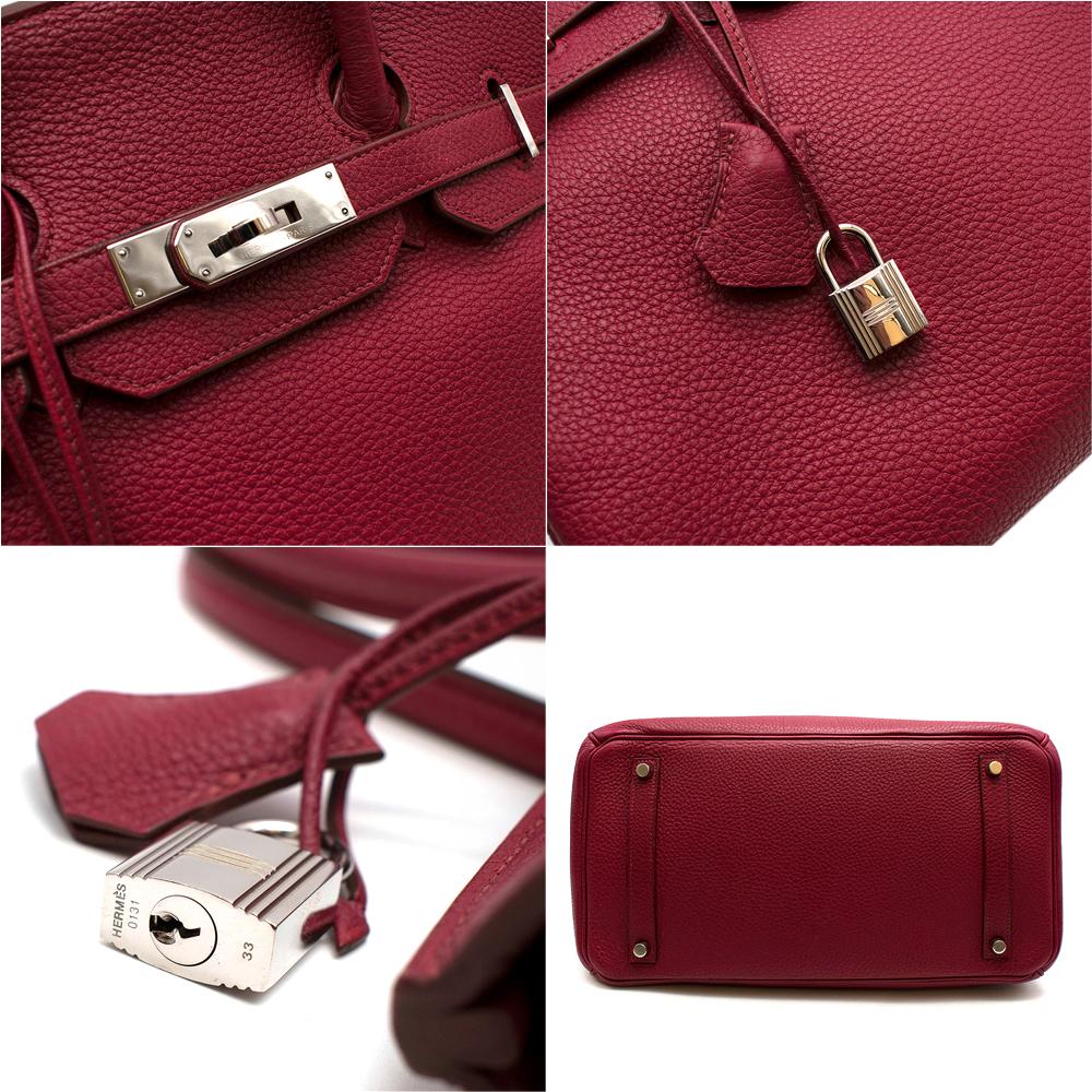 Sac Birkin 35 PHW en cuir Togo rubis Hermès en vente 1