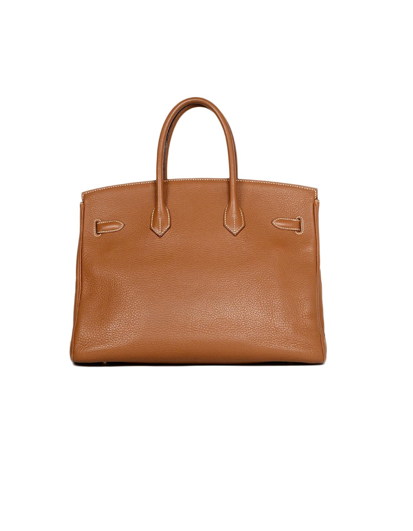 Brown Hermes Togo Leather Tan Gold 35cm Birkin Bag GHW
