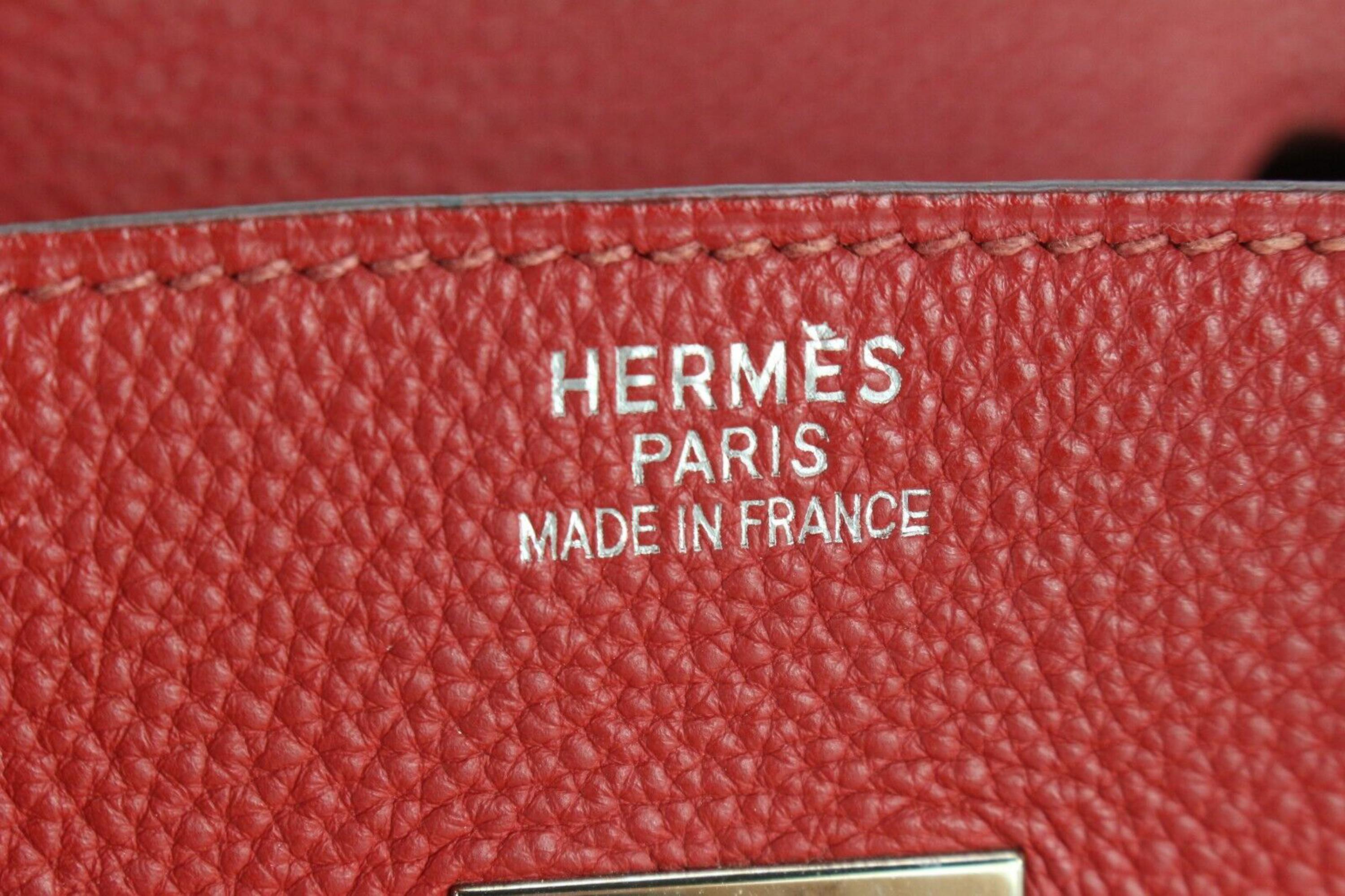 Hermes Togo Rouge Vif Birkin 35 PHW 1H1115 4