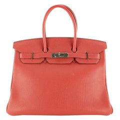 Hermes Togo Rouge Vif Birkin 35 PHW 1H1115