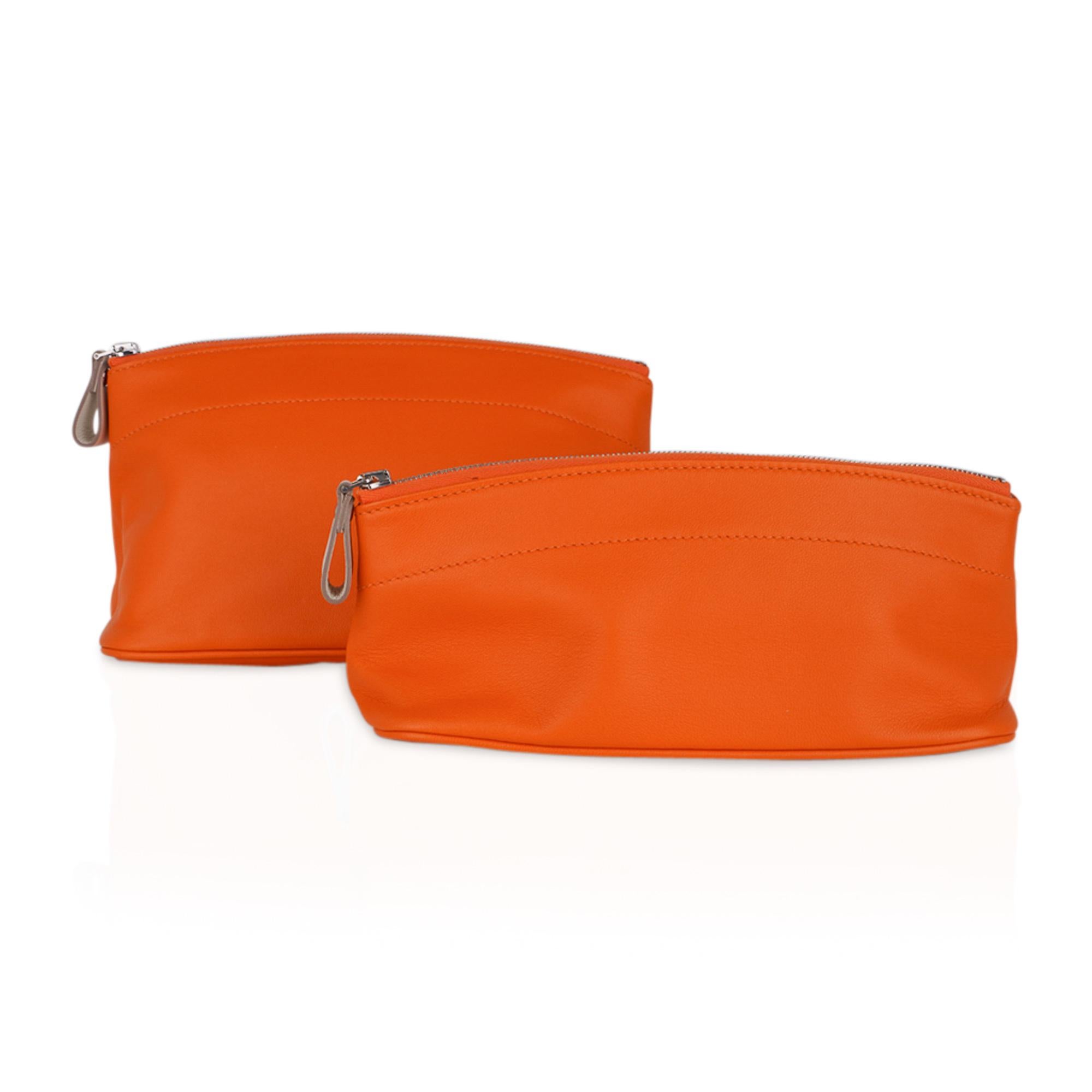 Hermes Tohubohu Pouch Orange / Craie Medium Modell Neu im Angebot 5