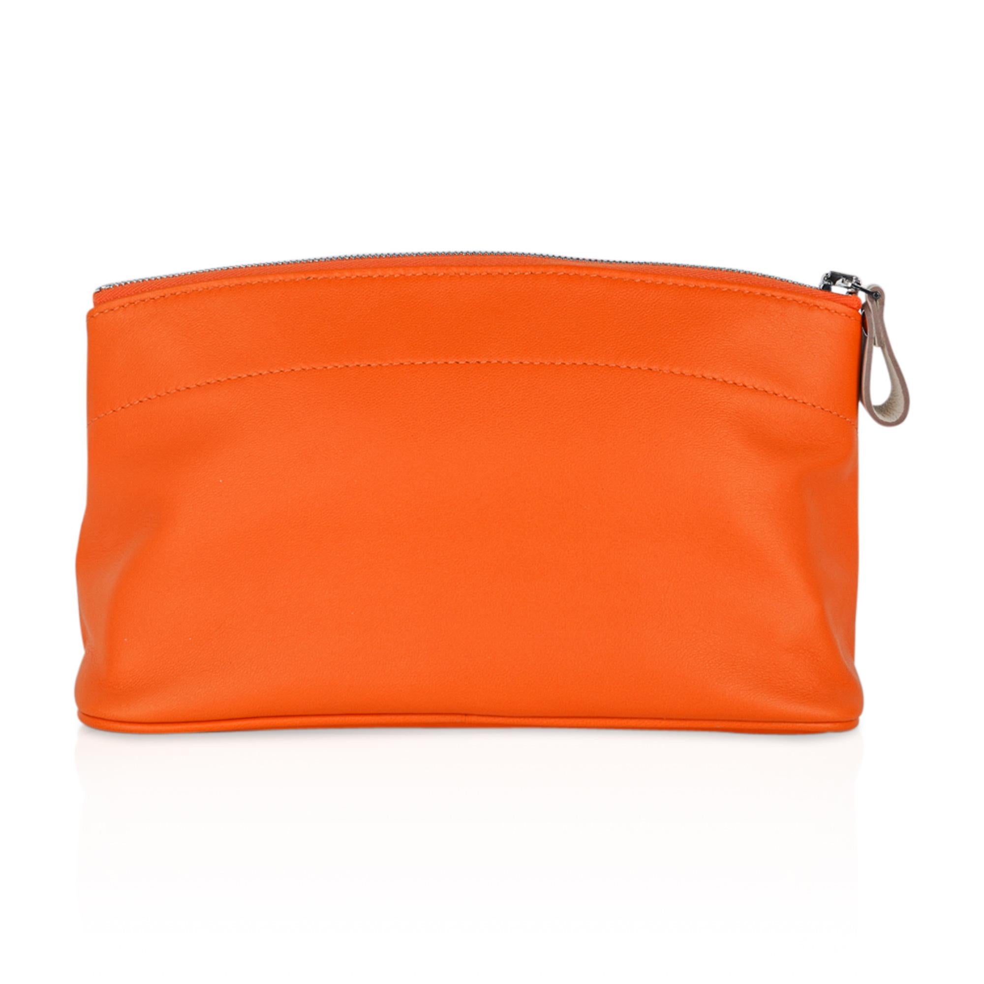 Hermes Tohubohu Pouch Orange / Craie Medium Modell Neu im Angebot 2