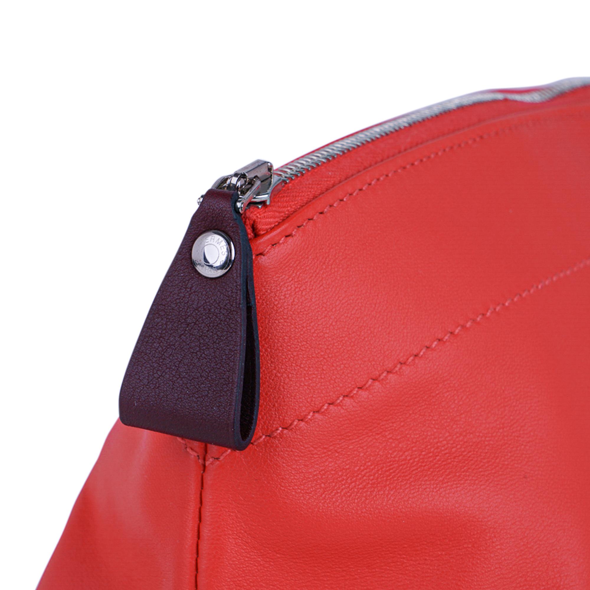 Hermes Tohubohu Pouch Rose Jaipur / Prune Medium Modell Neu (Rot) im Angebot