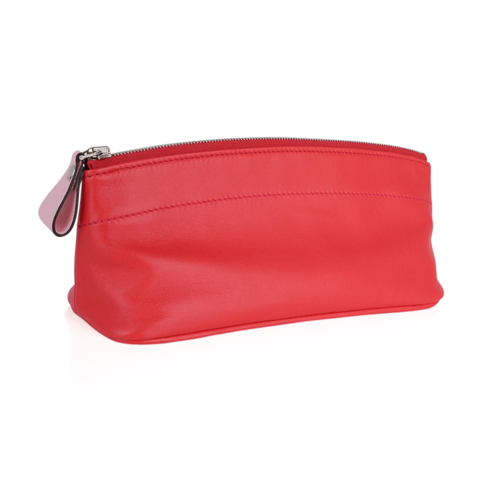 Red Hermes Tohubohu Pouch Rose Jaipur Small PM Model New