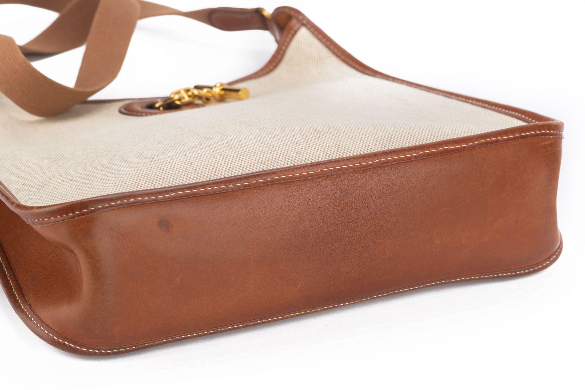 Hermès Toile and Gold Leather Vespa Bag For Sale 1