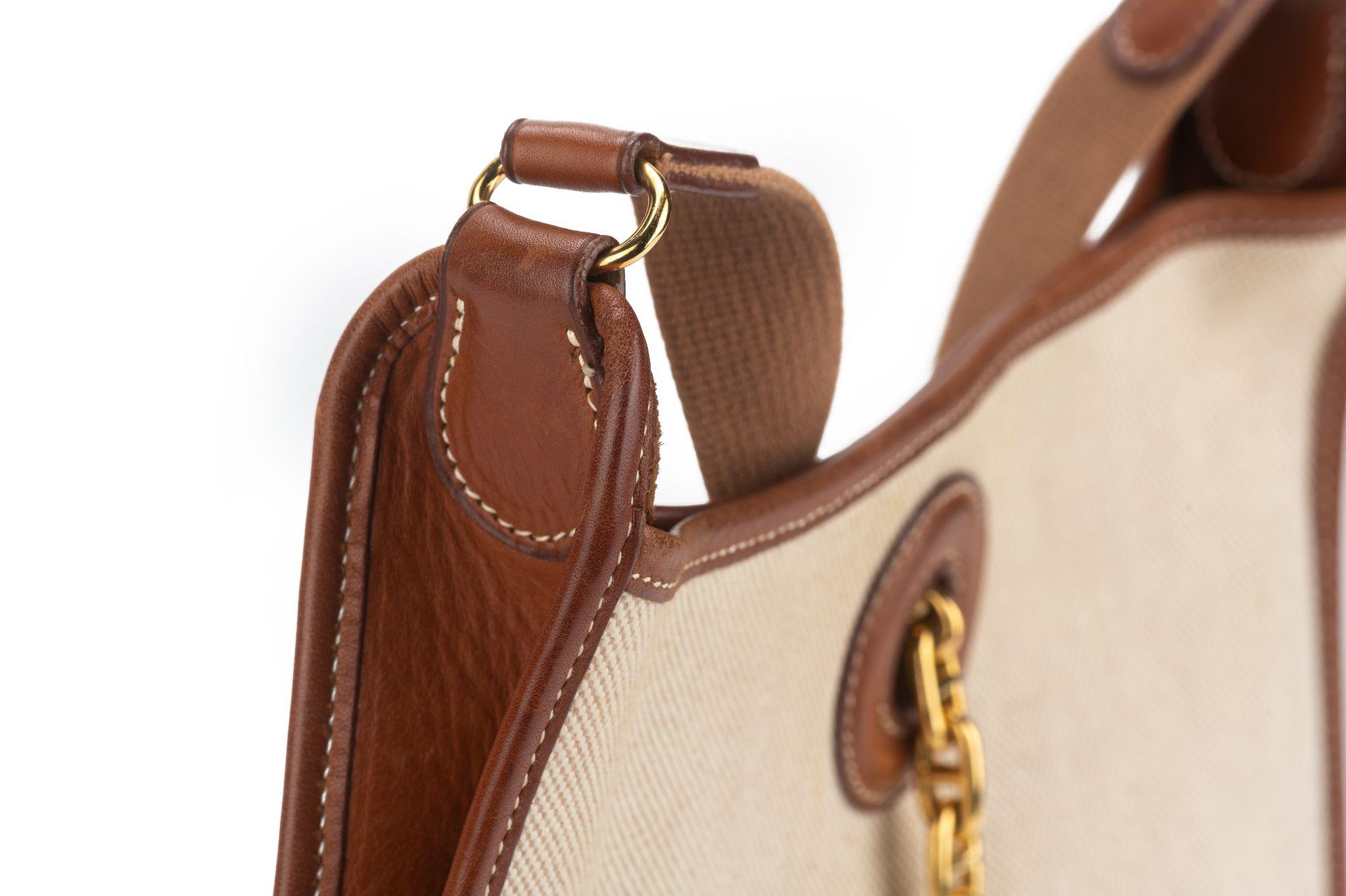 Hermès Toile and Gold Leather Vespa Bag For Sale 3