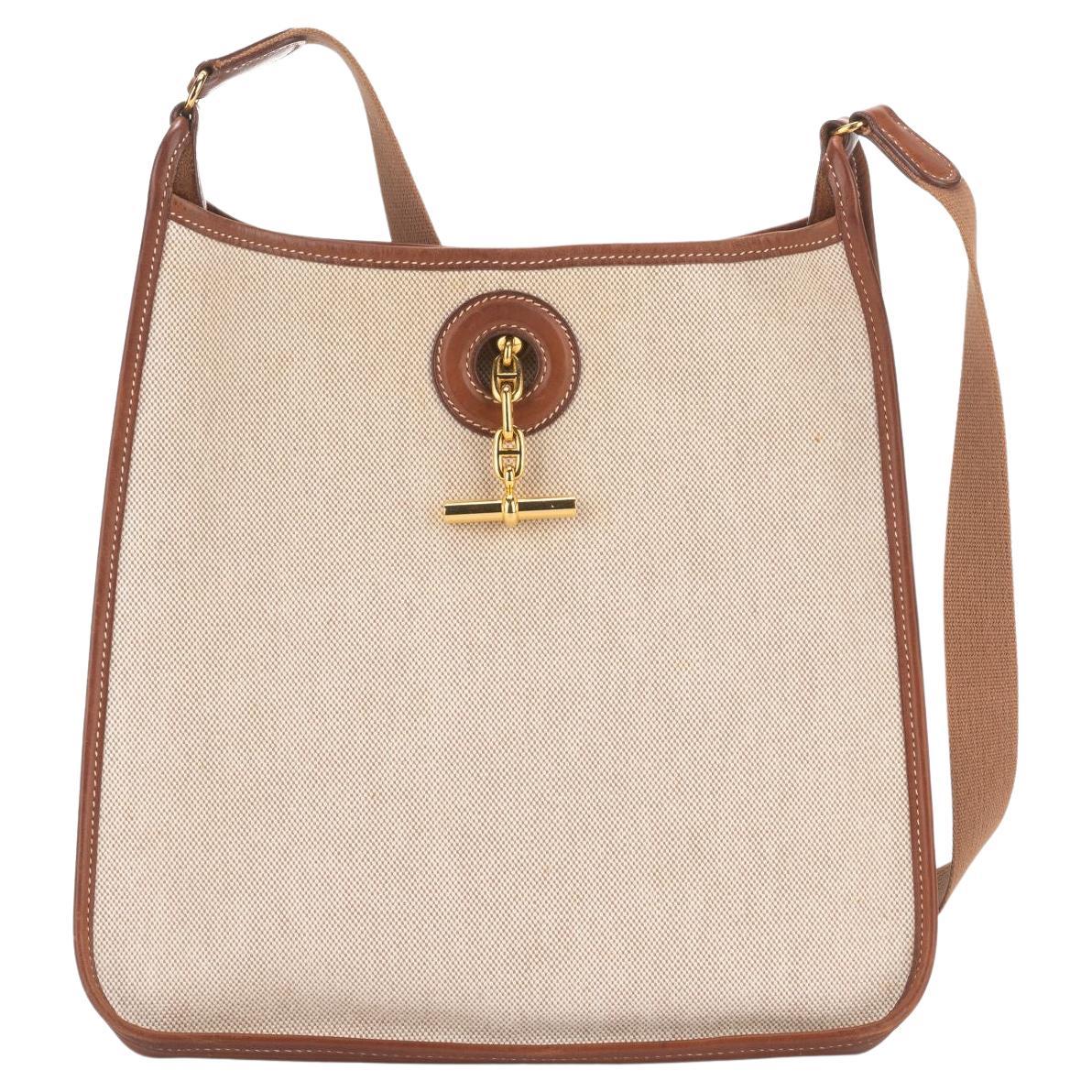 Hermès Toile and Gold Leather Vespa Bag