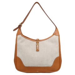 Vintage Hermès Toile Canvas & Natural Peau Porc Leather Trim II 31cm Bag, 1992.